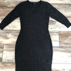 Grey V-Neck Medium Sweater Dress!